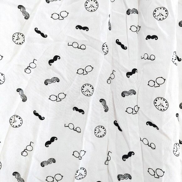 Brody Myles All Over Print 1/2 Button Up Top Size Small White 3/4 Sleeve Rayon - Picture 4 of 5